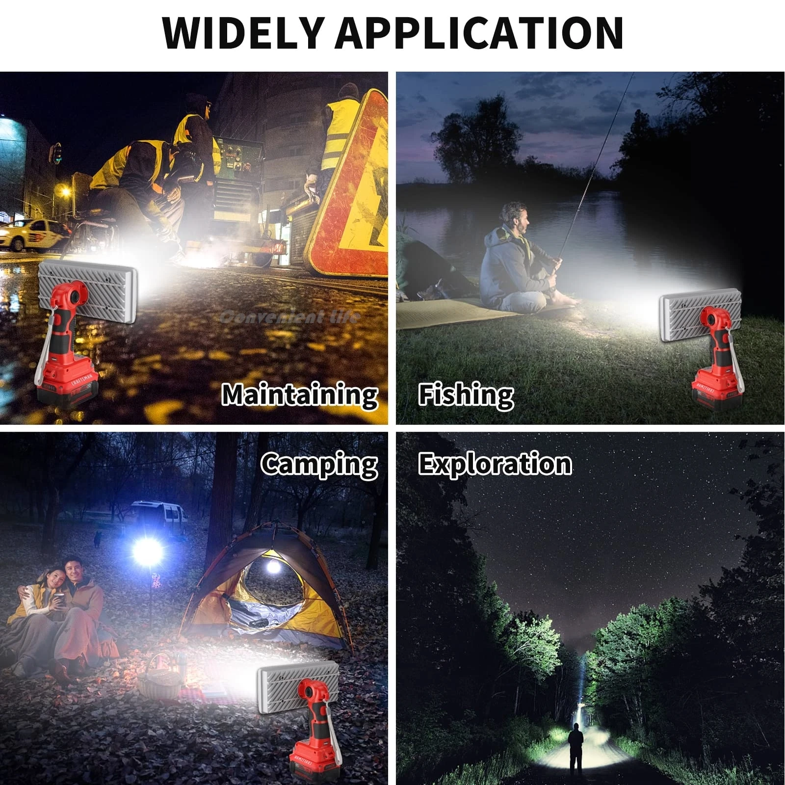 Cordless LED Work Light for Craftsman 20V Battery 40W 4200LM Portable Battery Powered Spotlight with USB Ports 84leds Floodlight