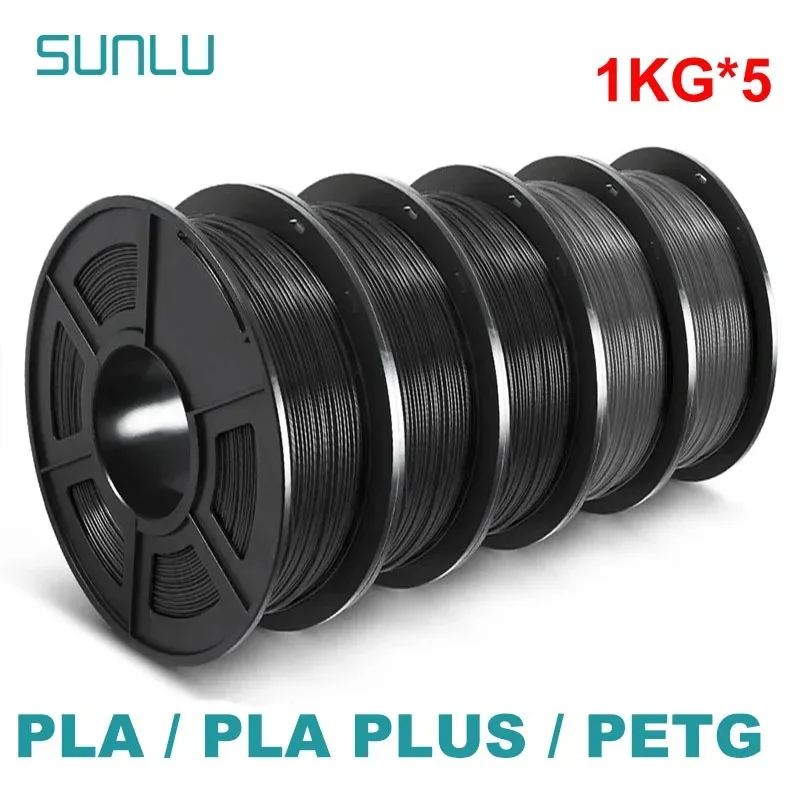 SUNLU 5KG 3D PLA/PETG/PLA PLUS/Clear Filament 1.75mm 5Roll 1KG Drukarka 3D Neatly Wound Filament 3D do drukarki 3D i pióra 3D