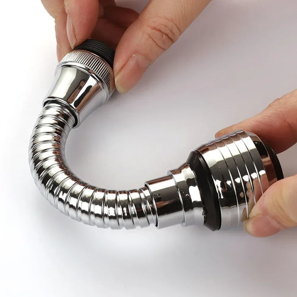 360° Flexible Faucet Extender Bendable Kitchen Sink Tap Spray Head Attachment Material:Stainless Steel+ABS Sliver Color