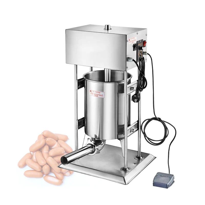 

Коммерческая электрическая машина для наполнения колбас 10 л/15 л из нержавеющей стали, вертикальная машина для наполнения мяса с 4 воронками для наполнения для дома