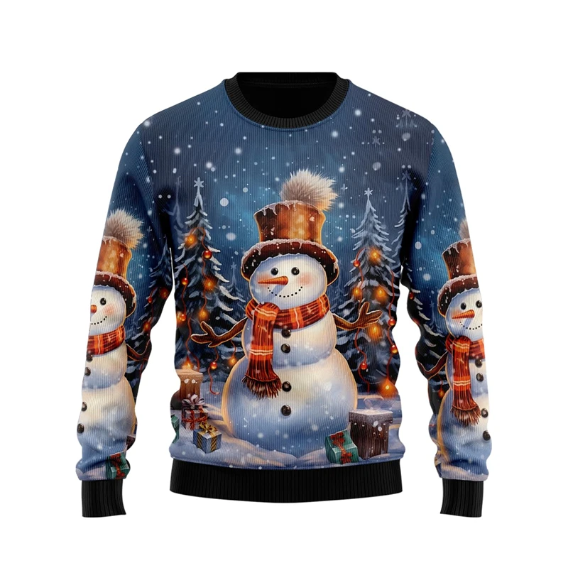 Cute Snowman Graphic Sweatshirts Fashion Snowmies Ugly Christmas Sweater For Women Men Tops Casual  Unisex Long Sleeve Tracksuit