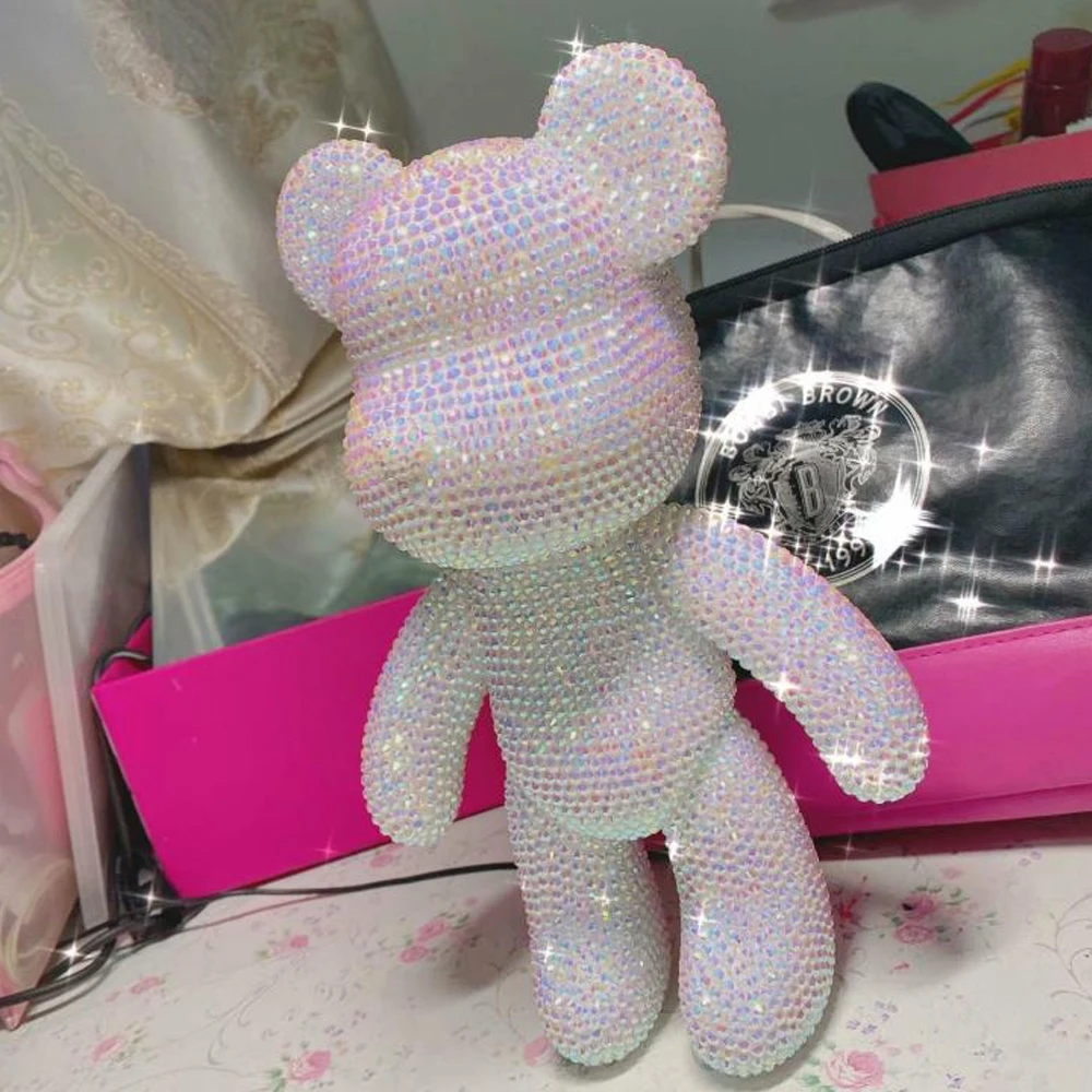 Gloomy Bear Animal Figures for Kids, DIY Bling Crystal, Handmade Rhinestones, Sparkling Doll Decor, Home Gift, 23cm