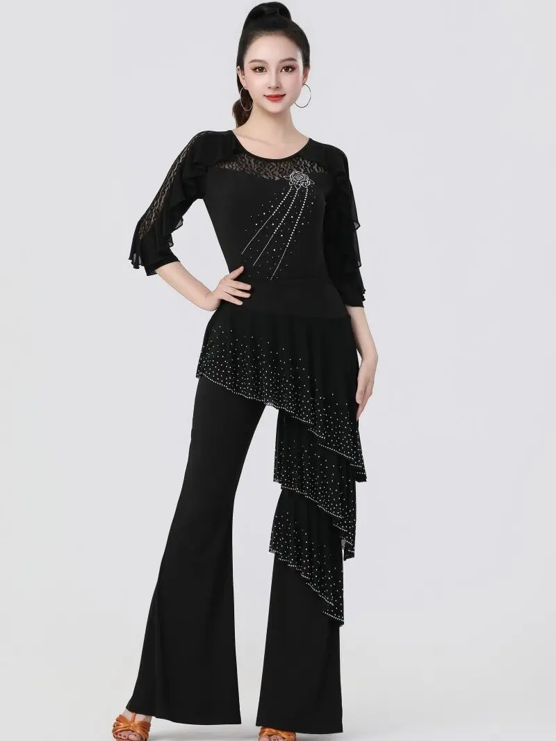 pantalon-evase-taille-haute-pour-femme-orne-de-strass-etincelants-taille-elastique-amincissant-ideal-pour-la-danse-et-le-square-dance