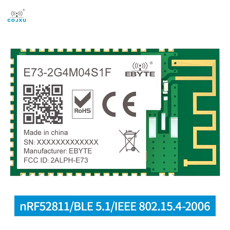 NRF52811 BLE 5.1 Modul Nirkabel E73-2G4M04S1F PCB/Antena IPEX Paket SMD Modul Bluetooth Nirkabel SoC Konsumsi Daya Rendah