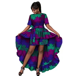 Eleganti vestiti da donna africani Set da 2 pezzi Top lunghi e pantaloni corti Dashiki Abiti di moda Fornitura per feste Taglie forti per Lady WY9083
