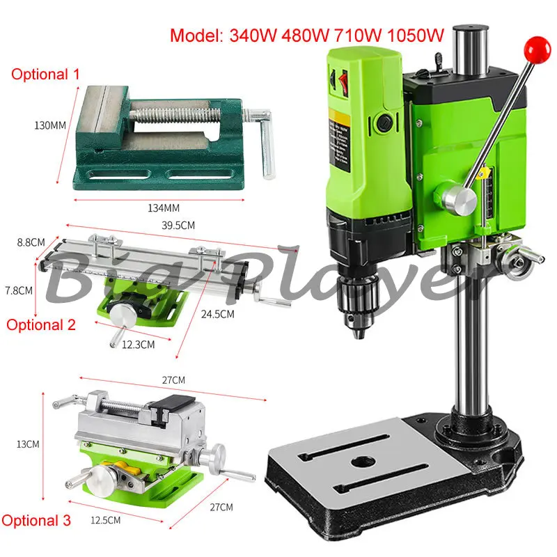 Electric Mini Bench Drill with Bench Vise Fixture - 1 16mm Variable Chuck Tool for DIY Wood Metal Drilling