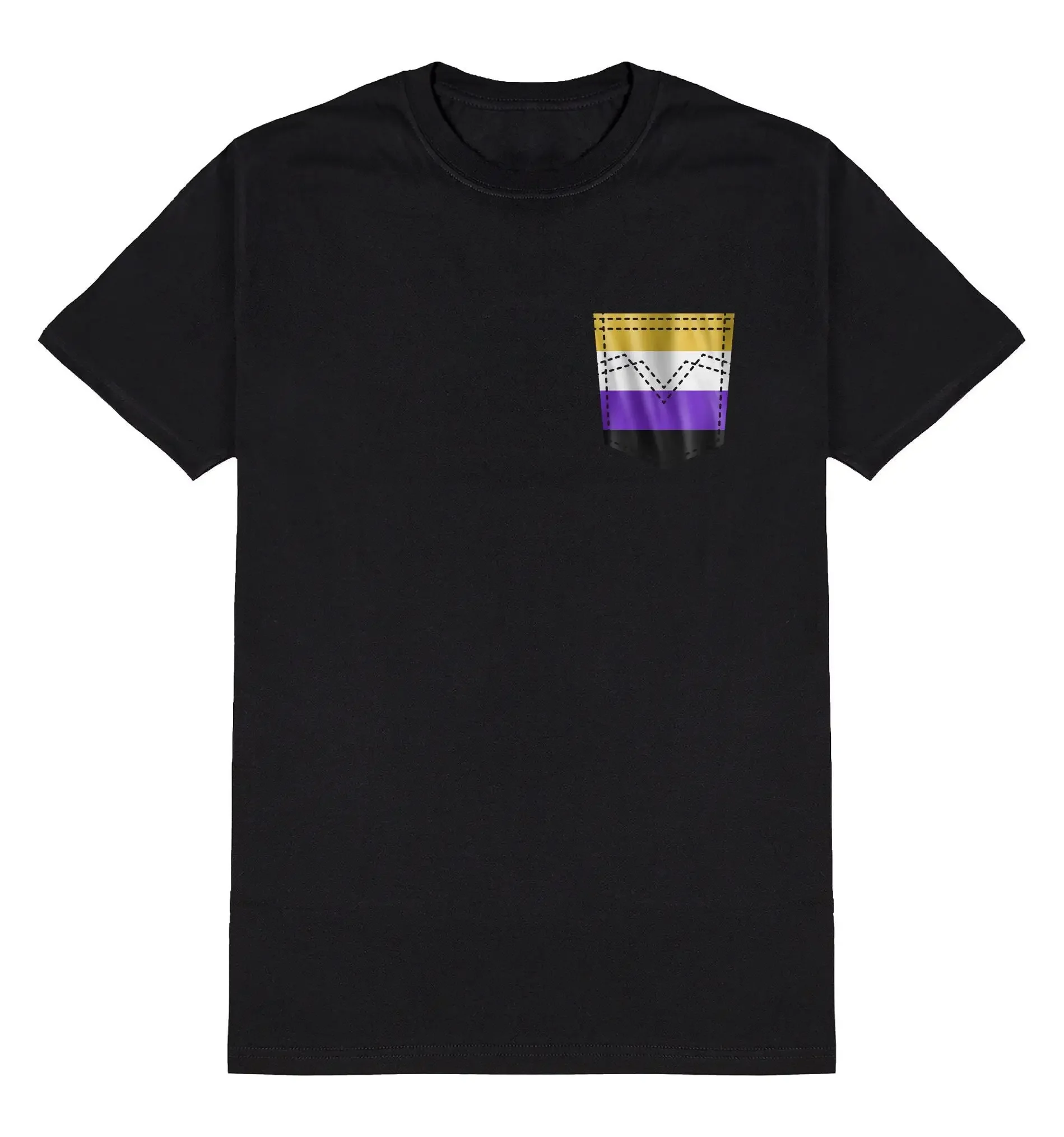 Non Binary Pocket Print T Shirt Cotton Genderqueer Pride Festival LGBT