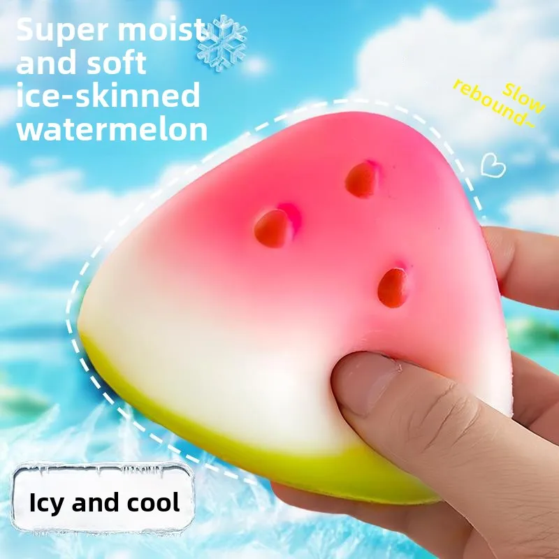 Pu Watermelon Pinch Music Ice Skin Feels Slow Rebound Fruit Vent Ball Food Play Pinch Music Decompression Toy Decompression Artifact - Detail 1