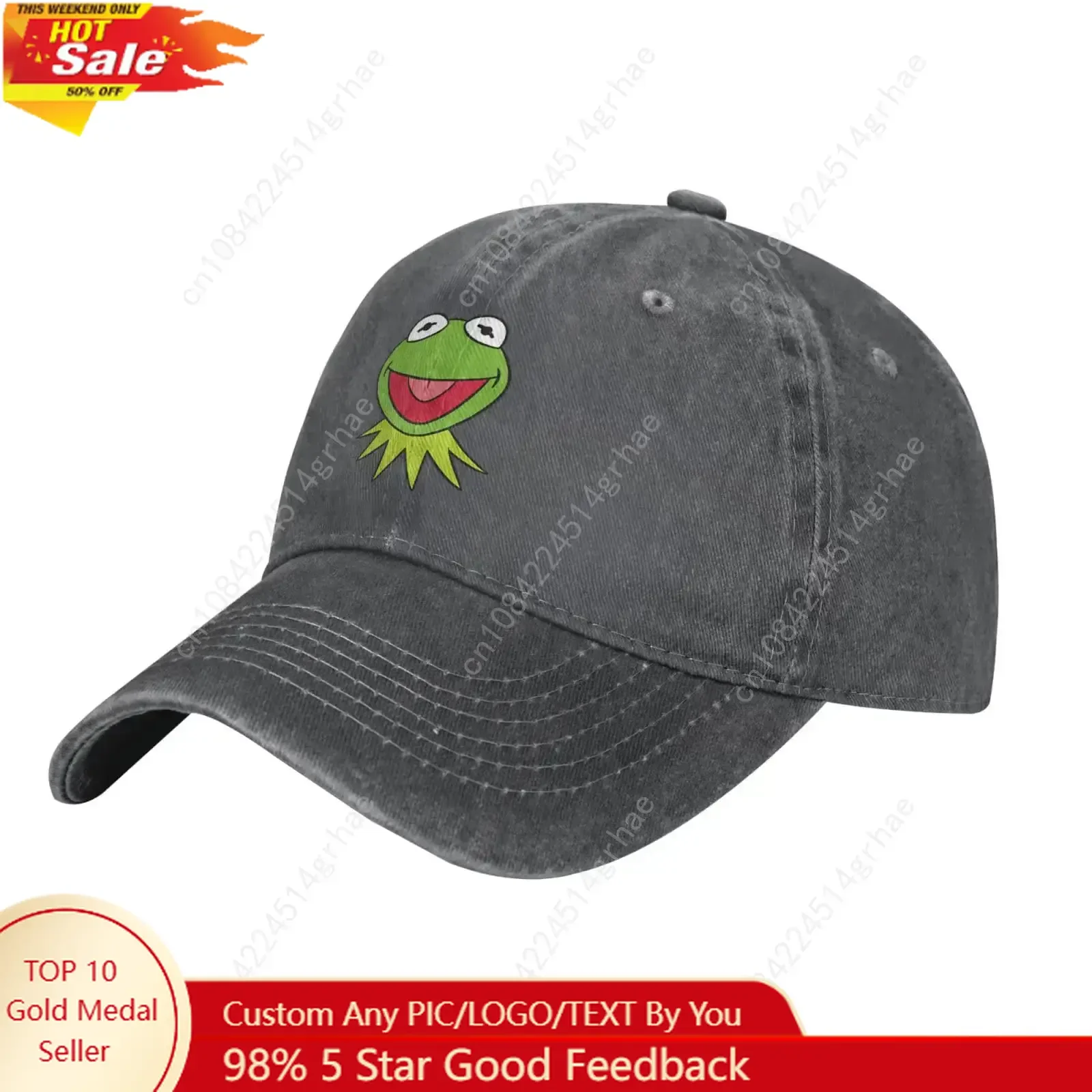 

Kermit Cartoon The Frog Anime Denim Hats Baseball Cap Vintage Washed Distressed Cotton Dad Hat Adjustable Trucker Cap Unisex