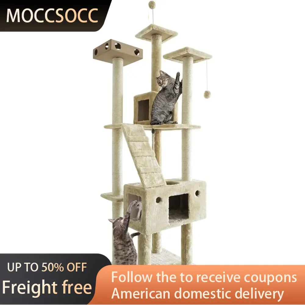 

69.3"Ft.Scratching Wheel for Cats Exercise 2x Cat Condos 69.3" Tall Cat Tree for Indoor Cats Toy One Size Freight Free