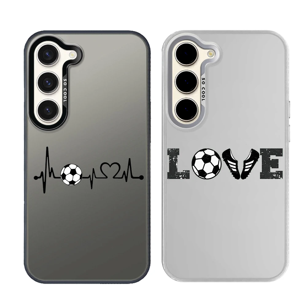 Silver Plated IMD Phone Case For Samsung S26 S25 S24 S23 S22 Ultra S20 S10 S21 FE 5G Plus Cover Soccer Love First line