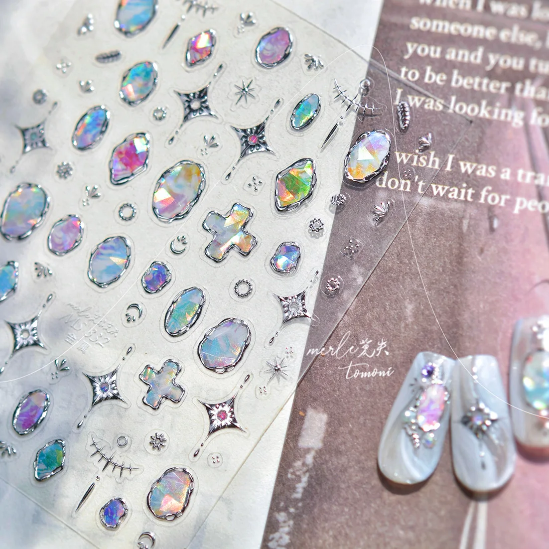 Metalen kleurrijke edelsteen vlinder liefde hoge kwaliteit gouden en zilveren nagelstickers ontwerp decoratie DIY manicure MS-832