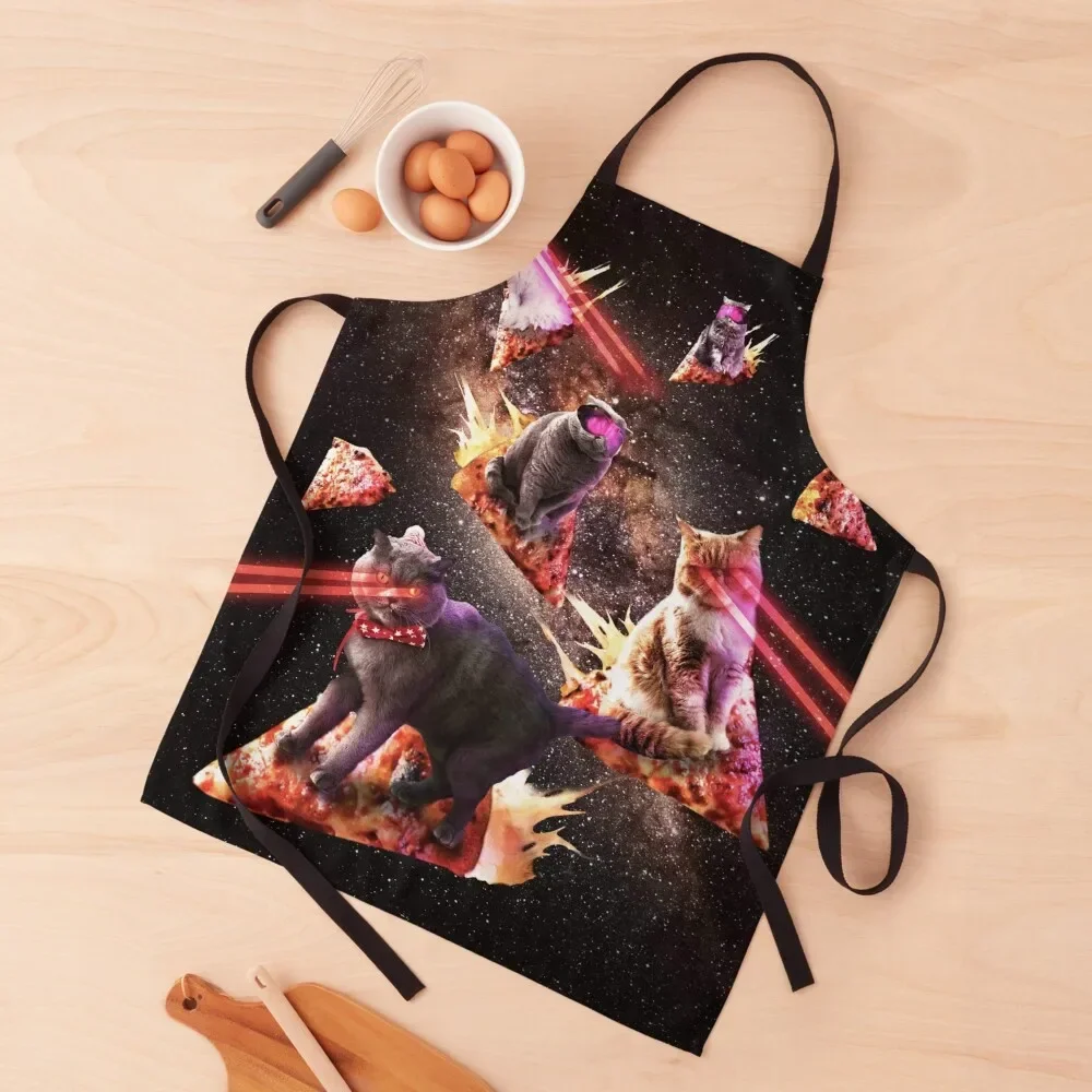 

Galaxy Laser Cat - Space Pizza Cats with Lazer Eyes Apron Kitchen Accessories 2022 kitchen and home Apron