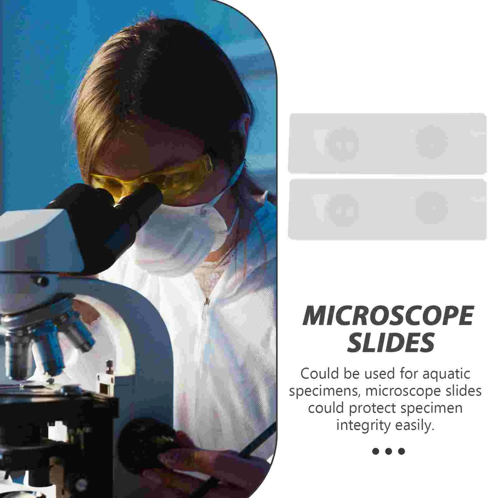 50 pcs Microscope Slide Glass Slides Laboratory Glass Microscope Slide for Aquatic Specimens (Double Concave)