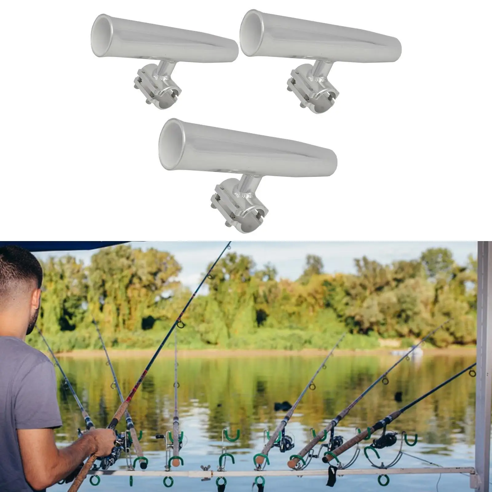 

Clamp on Fishing Rod Holder Adjustable Gift Boat Rail Fishing Rod Rack Fishing Pole Holder for Boat Father Canoe Garage