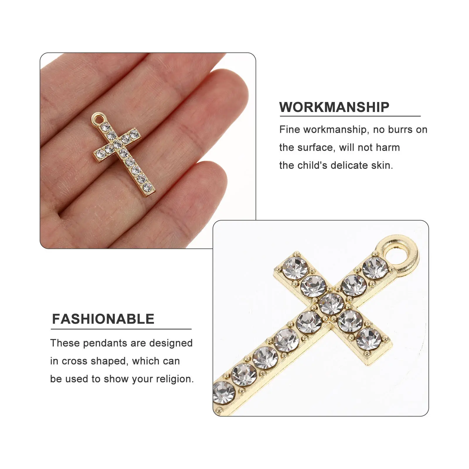 10Pcs Alloy Bracelet Decors Cross Pendants Versatile Use on Wrist Chains Necklaces Home Interiors Religious Fashion Statement