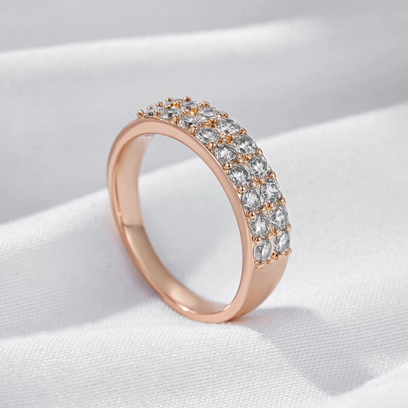 Kienl Hot Full Shiny Natural Zircon Bride Wedding Ring Fashion 585 Rose Gold Color Daily Fine Vintage Jewelry for Women Gift