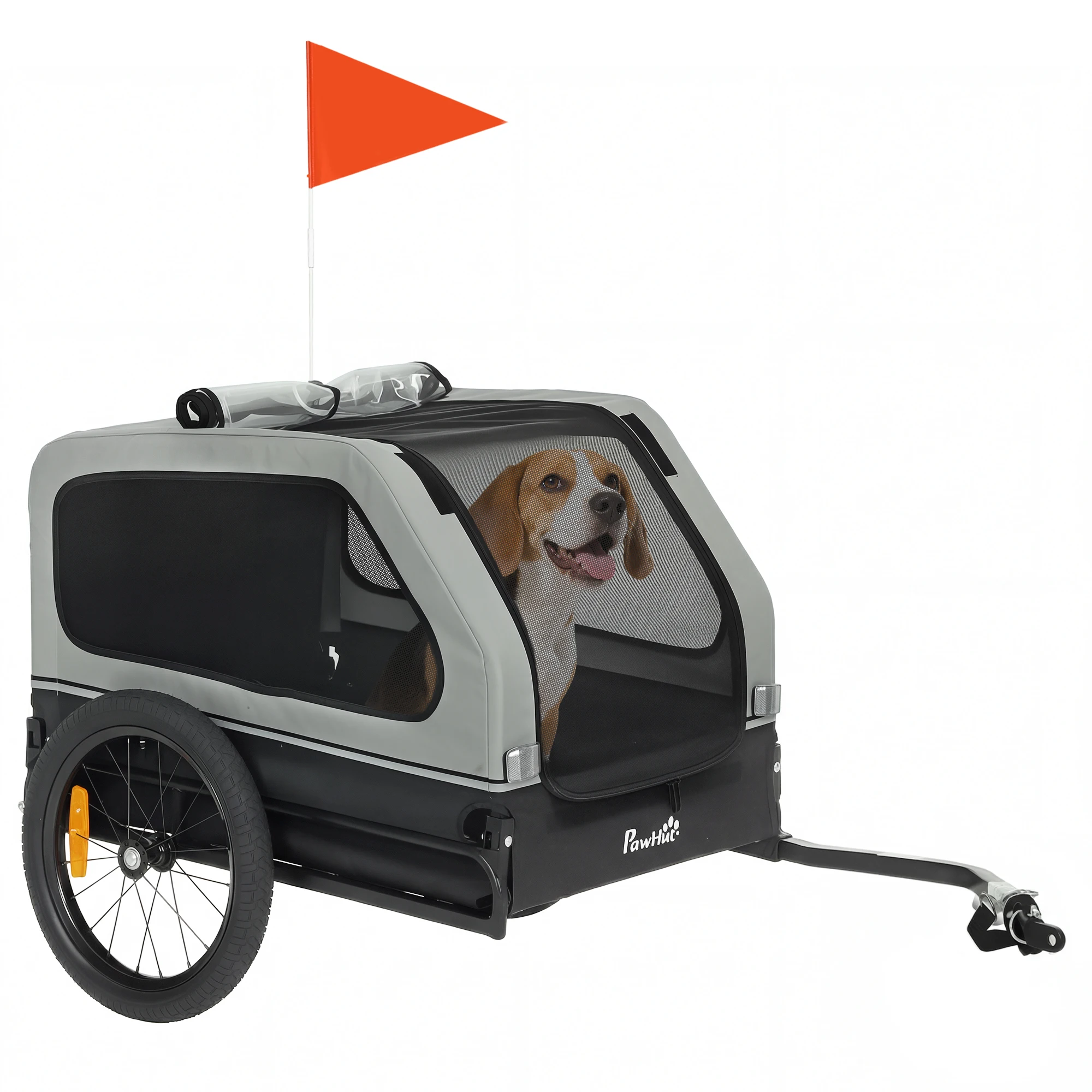 PawHut fiets-hondenhanger, opvouwbare hondenhanger met neerklapbare helling