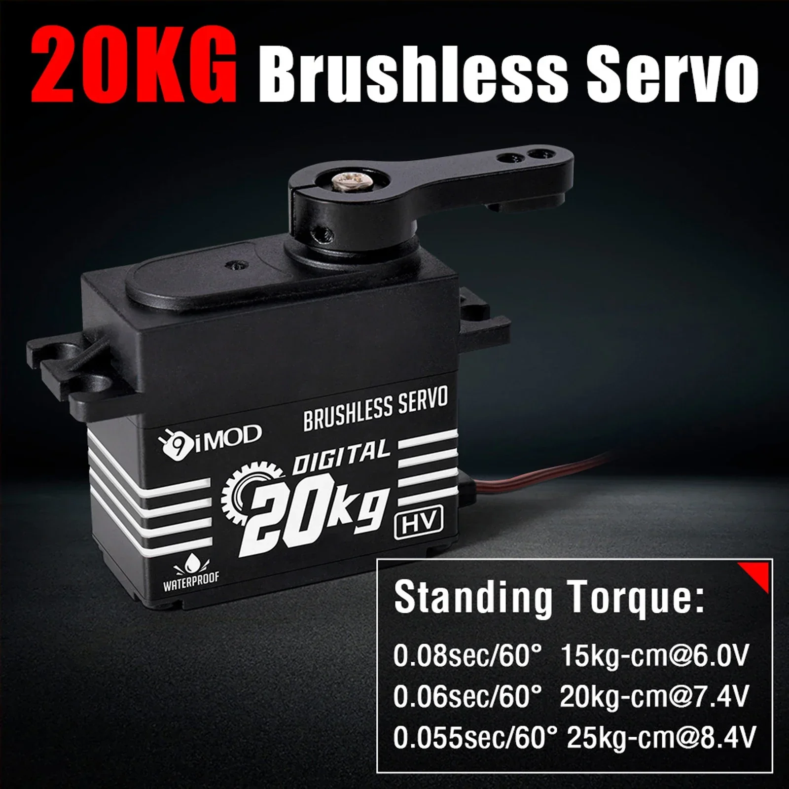 DIYmall Digital Brushless Metal Gear High Voltage Waterproof Servo 20Kg 180/270 Degree Controllable for RC Car Robot DIY Toys