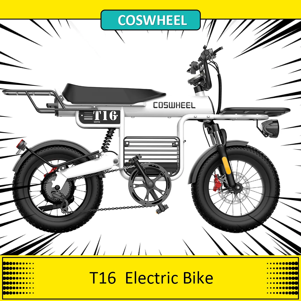 COSWHEEL T16 Electric Bike, 750W Motor, 48V 20Ah Battery, 16*4-inch Tires Ebike, 45km/h Max Speed, Dual Hydraulic Oil Brake