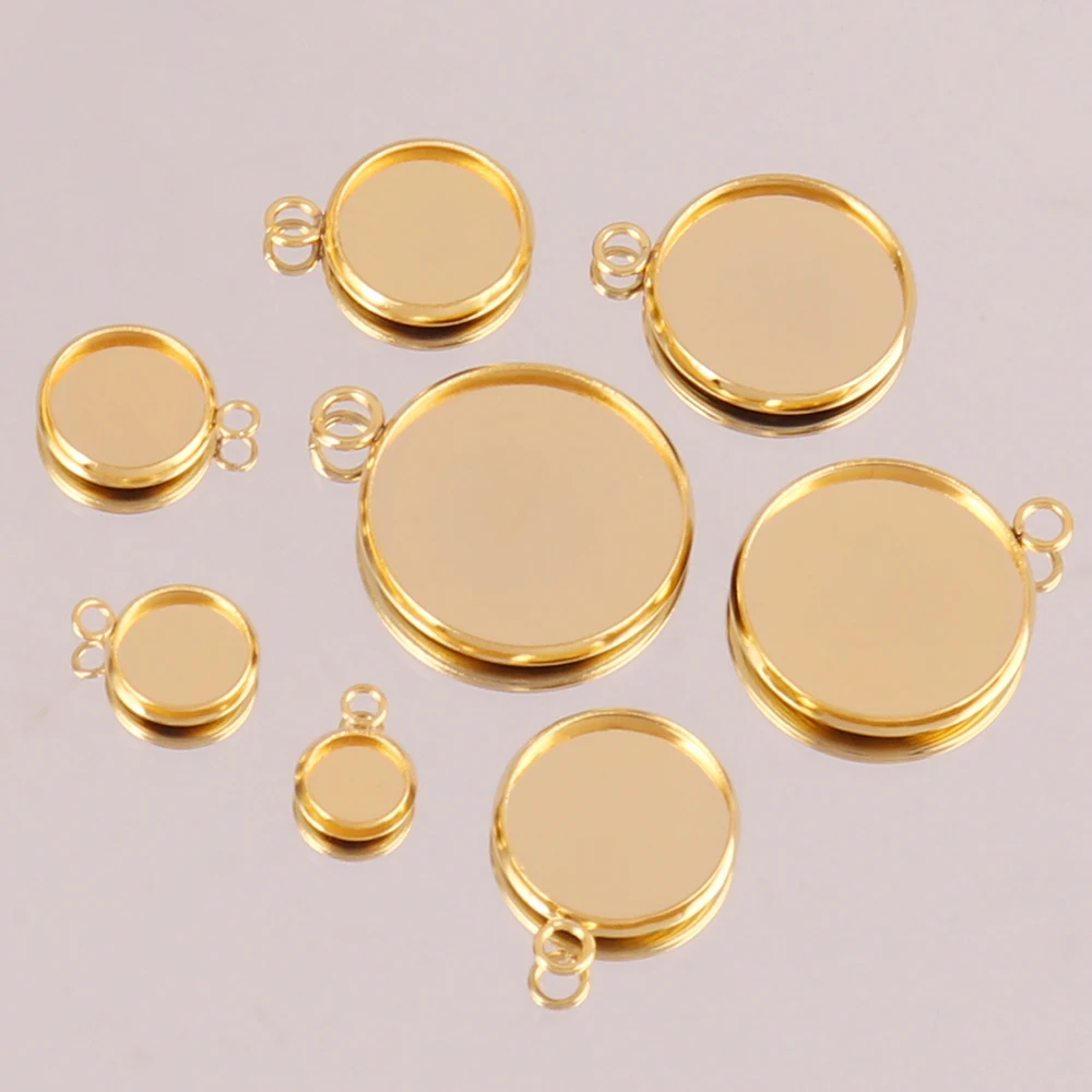 10pcs 6-30mm Round Stainless Steel Pendant Blank Cabochon Base Setting Bezel DIY Jewelry Making Component Connector Setting