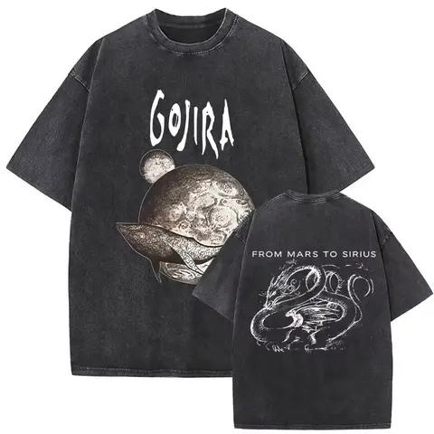 Washed Vintage Metal Rock Band Gojira T-shirt From Mars To Sirius T-shirts Men's Women Gothic Punk Oversized T Shirts Streetwear