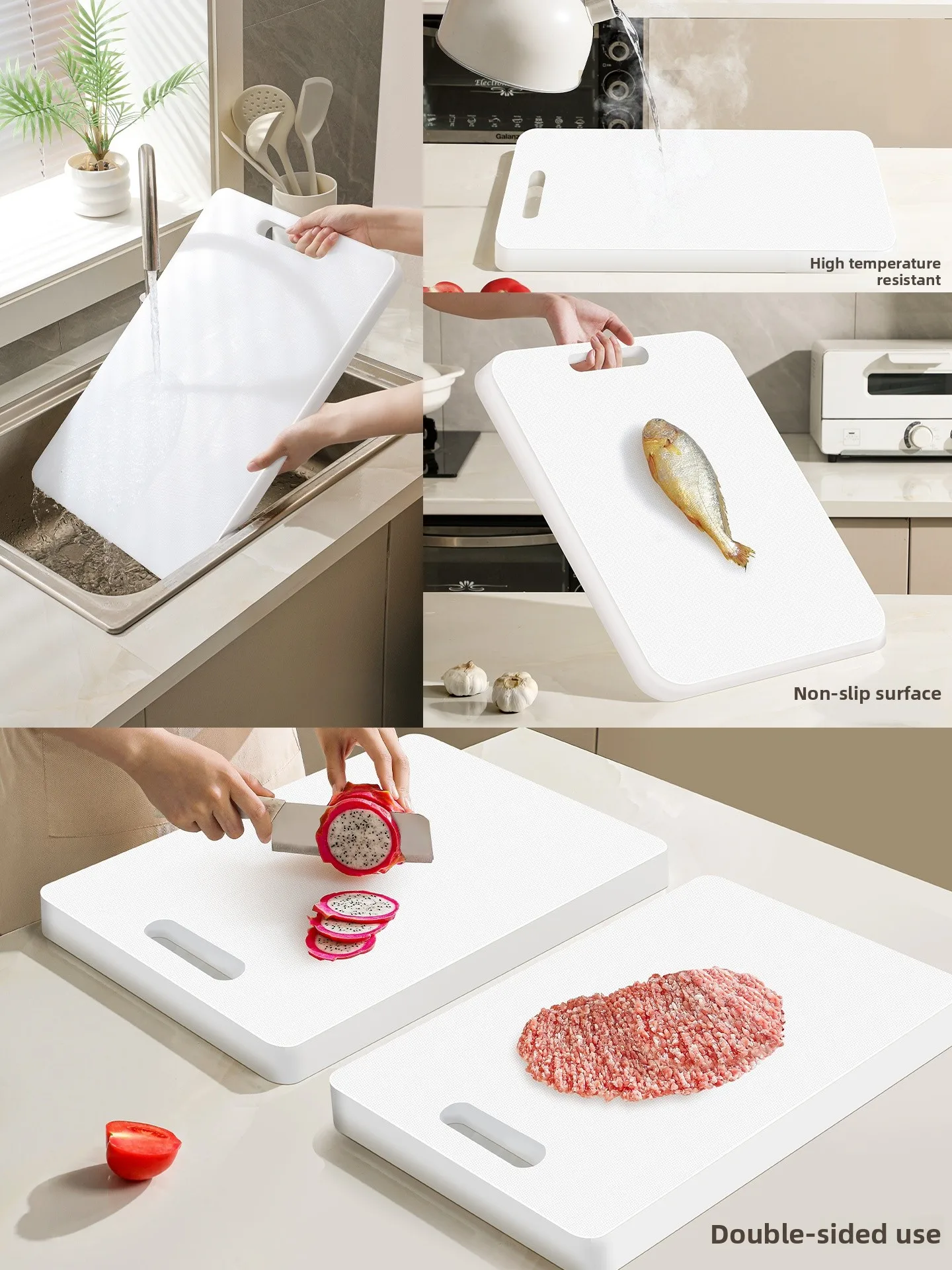 Food Grade Anti-Mold Thickened Plastic Cutting Board Kitchen Special Use Fruit Chopping Board PE Work Surface Rectangular Shape