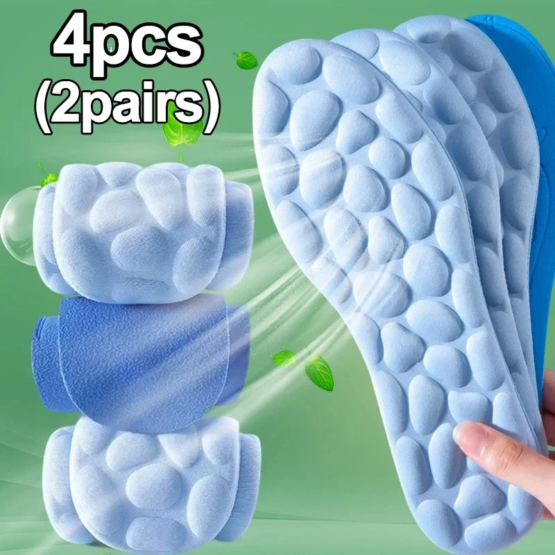 4pcs Soft Massage Memory Foam Insoles for Sport Running Shoes Sole Breathable Cushion Pads Women Men Feet Orthopedic Insoles
