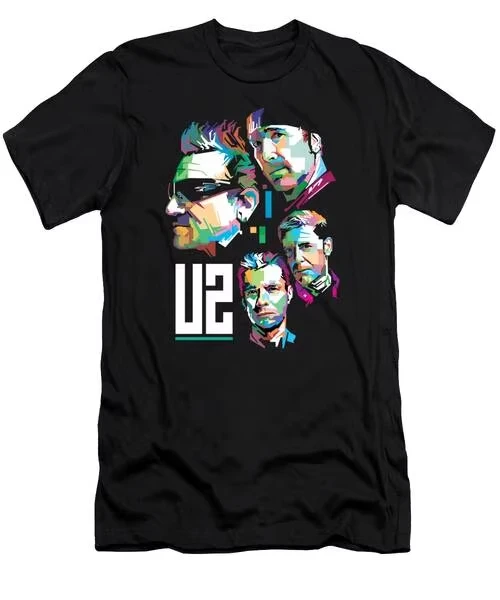 الرجال لطيفة U2 الفرقة BoNo آدم كلايتون لاري مولين تي شيرت هدية العضلات تي شيرت إلكتروني نمط نقي 100_ القطن تي شيرت مطبوع
