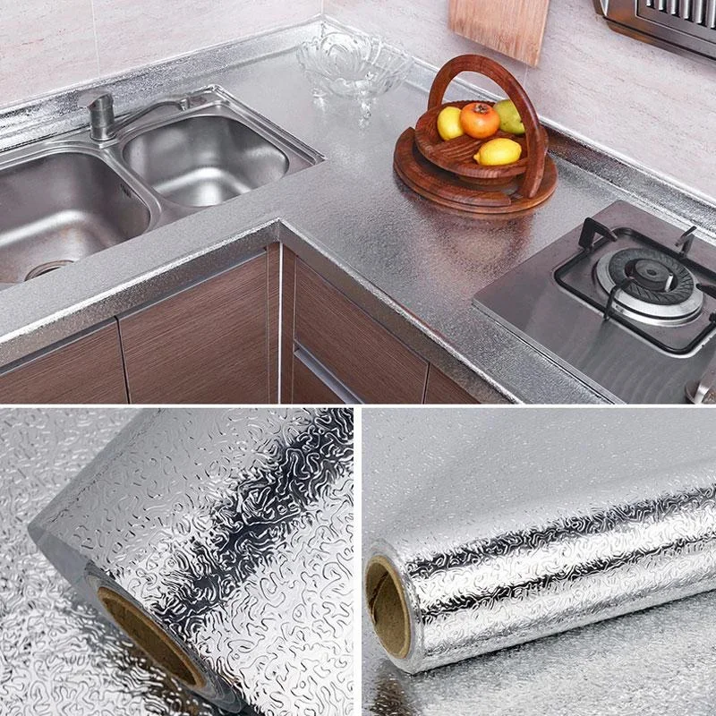 

40cm Wide Self-Adhesive Aluminum Foil Waterproof And Oil-Proof Kitchen Stickers Suitable For Countertops Drawers And Cabinets.