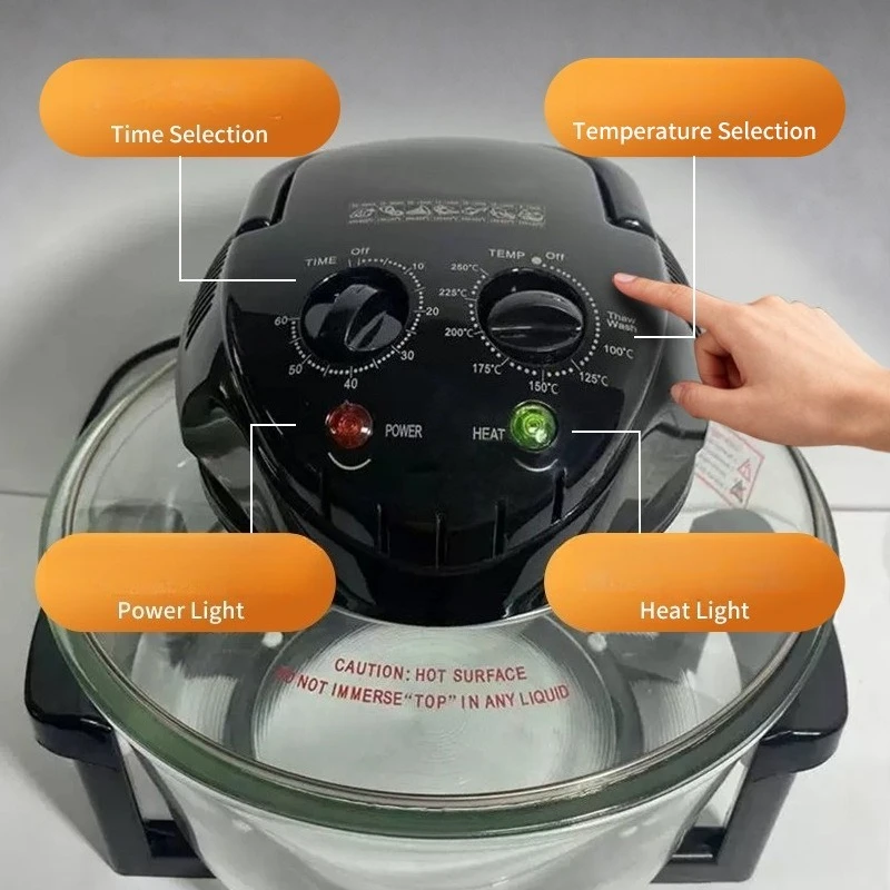 17L Large Capacity Air Fryer Oven Multi-Function Halogen Cooker with Visible Window EU Plug