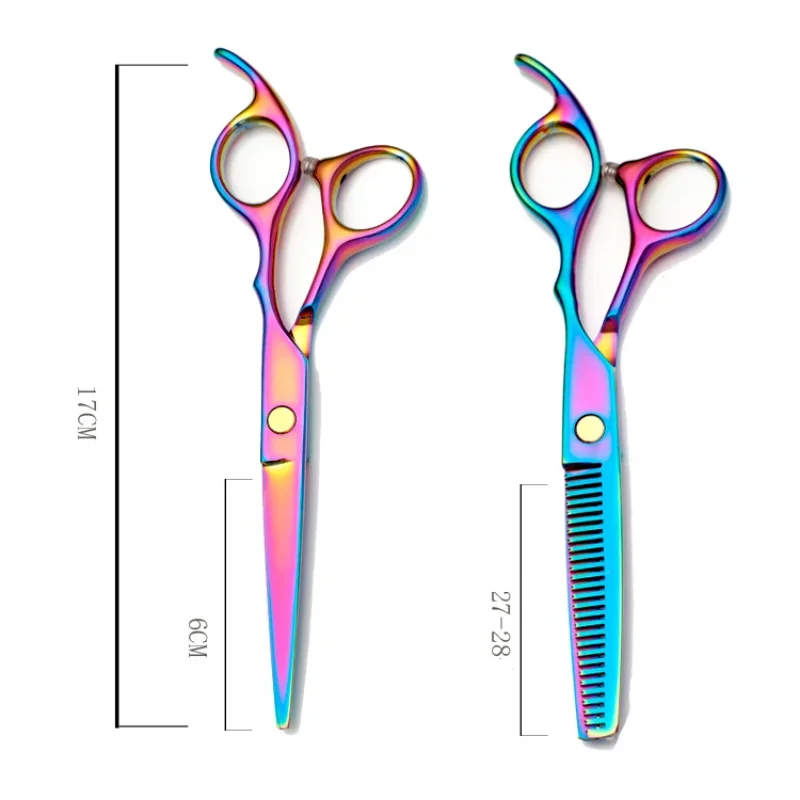 Professional Japan 440c Steel 6inch Rainbow Cut Hair Scissors Set Cutting Shears Thinning Barber Scissor Hairdressing Scissors