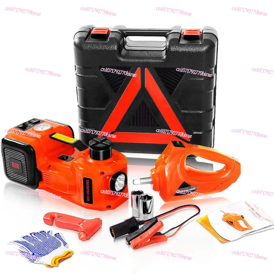 5-In-1 Electro-Hydraulic Car Jack 5T 12v Car Jack with Impact Wrench Tire Inflator Built-in Light Emitting Diode