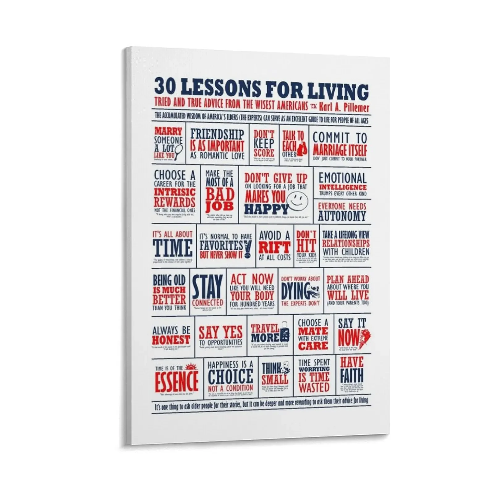 

Visual Book 30 Lessons for Living (Karl A. Pillemer) Canvas Painting room decoration wallpapers home decor