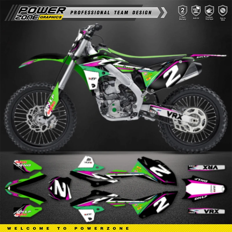 PowerZone Custom Team Graphics Decals Stickers Kit For kawasaki KX250F KXF250 2013 2014 2015 2016 Protector Sticker Customize 08