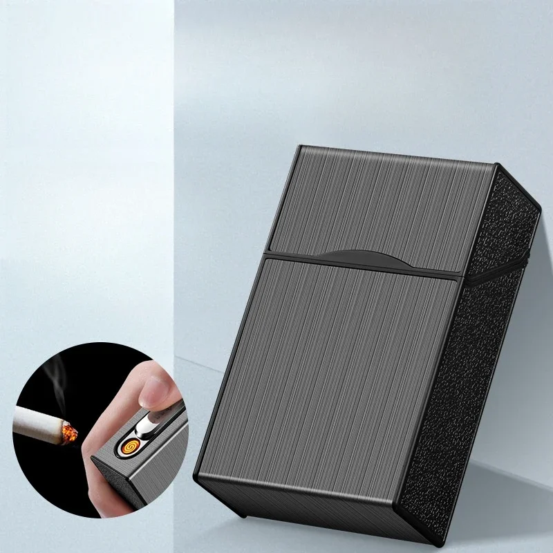 20 Thick Cigarette Case Tungsten Wire Igniter USB Charging Lighter Outdoor Waterproof and Moisture proof Electronic Lighters view 3