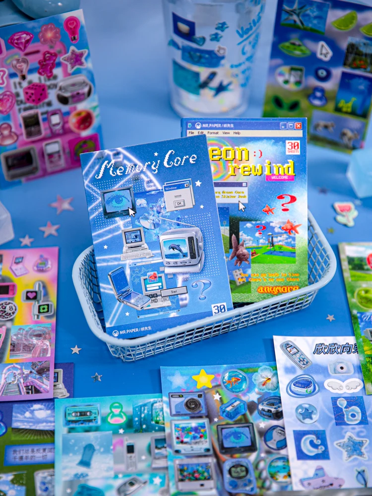 30 Pages Dreamcore Y2K Sticker Book for Journal DIY Scrapbooking Album Diary Collage Decoration Supplies