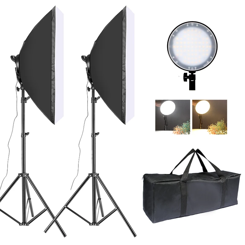 

Photography Photo Studio Accessories 5070cm LED Softbox Lighting Kit Bi-color Dimmable With Light Stand Remote Controller