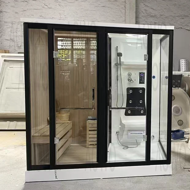 Sauna finlandesa moderna, ducha turca, Spa, sala de vapor seca y húmeda combinada, Sauna Modular para exteriores