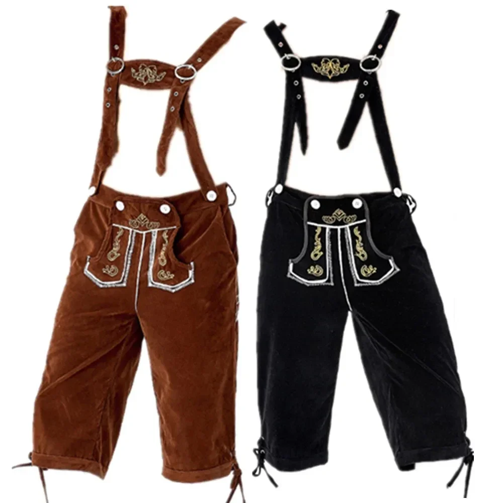 Bavarese Octoberfest Lederhosen Costume Costume da birra tedesca bretelle pantaloncini da uomo Oktoberfest Cosplay Outfit maschile Oktoberfest