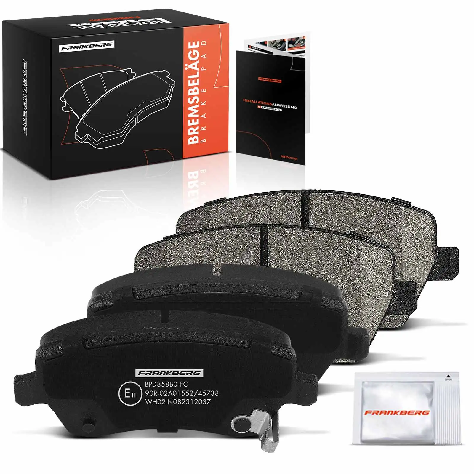 Frankberg 4x remblokken voor voorremmen voor Nissan Micra IV, V, Note 1.2L, 0.9L, 1.0L, 1.5L, gefabriceerd vanaf 2010, D1N601HA0B, D1M601HD0A, D1M601HA0B