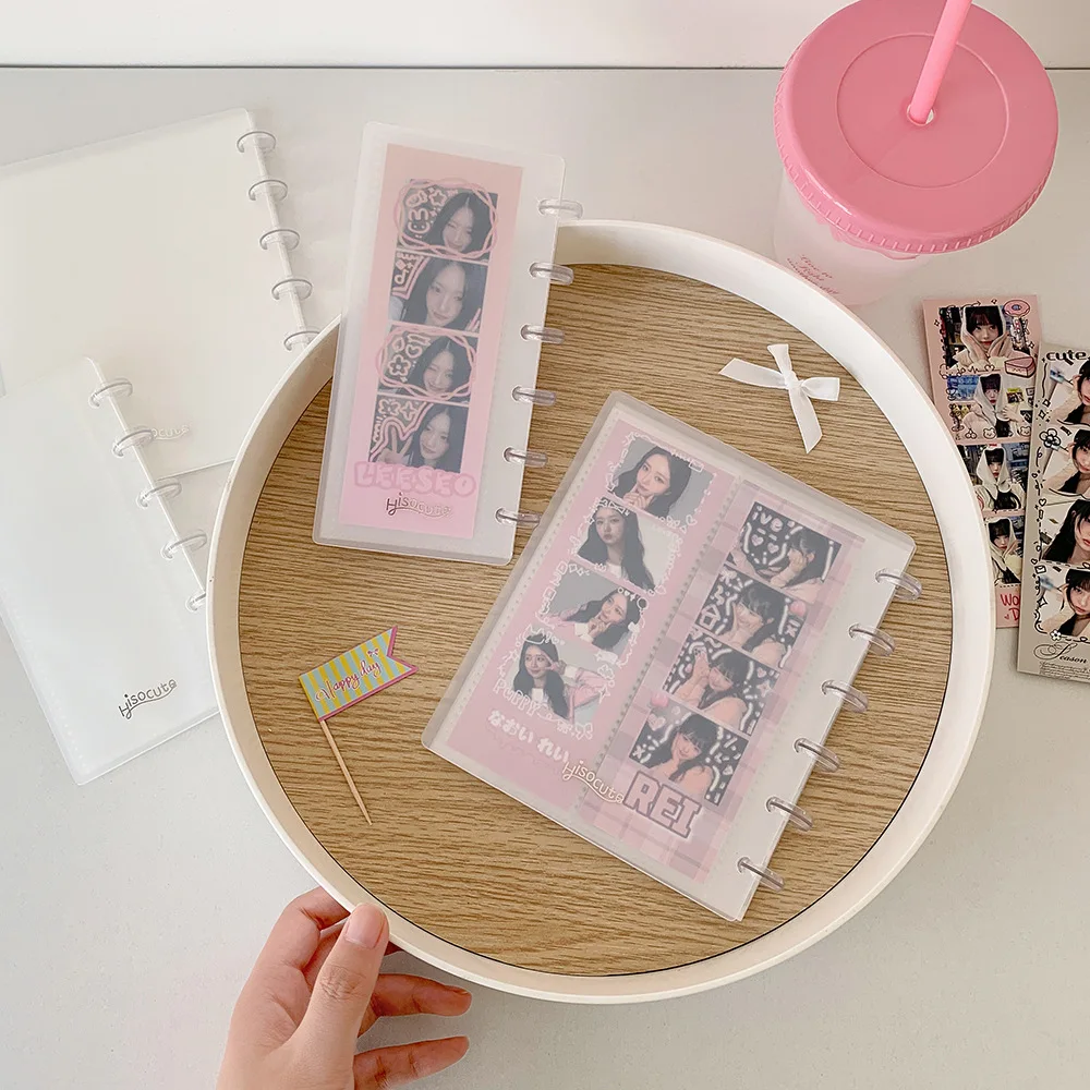 INS Korean Kpop Life 4 Grid Card Album Cute Girl Star Follower Loose Leaf Album Head Sticker Long Strip Storage Book Card Holder