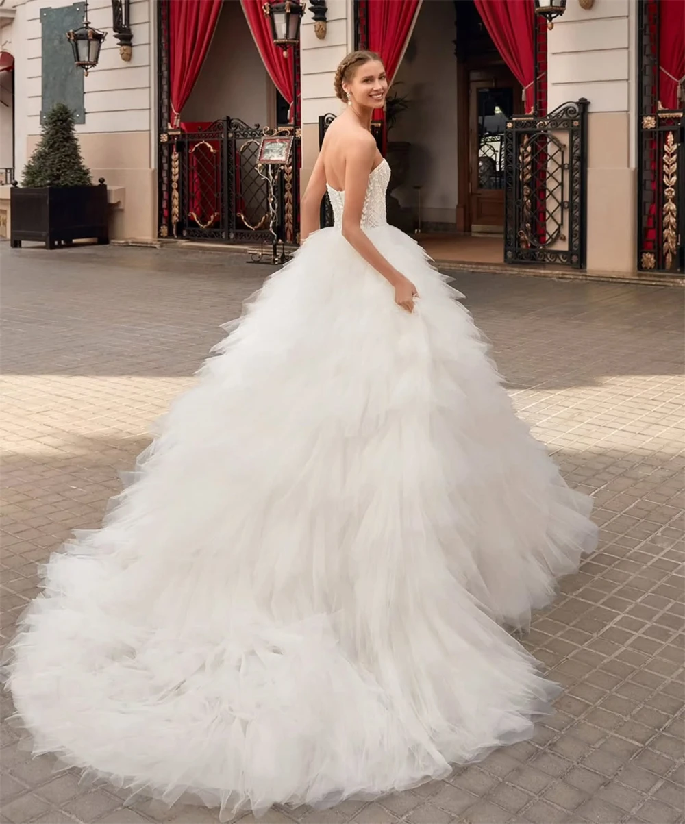 

Индивидуальные вечерние платья высокого качества из белого тюля, темпераментное платье без бретелек для выпускного вечера, роскошные платья для особых случаев