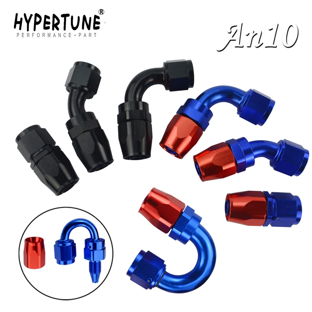 Hypertune -  AN10 Oil Fuel Swivel Hose Anoized Aluminum Straight Elbow 45 90 180 Degree Hose End Oil Fuel Reusable Fitting