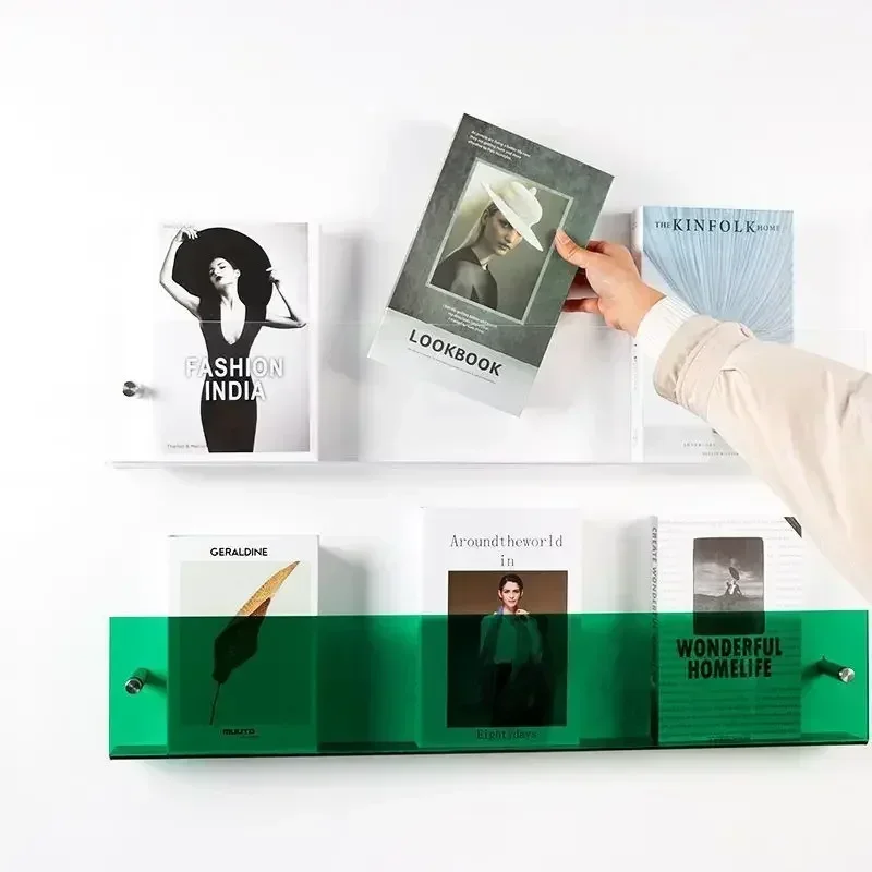2Pcs Acrylic Newspapers Book Magazine Children's Picture Mounted Decoration Shef Transparent Records Rack 1pcs INS Storage Wall - view 6