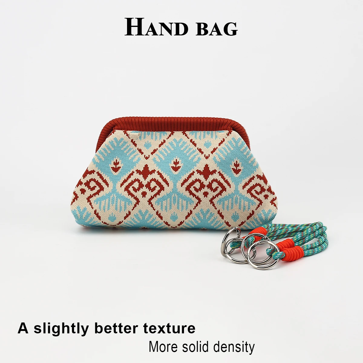Women's Small Handbag, Fashionable Clip-Closure Design, Casual Versatile Design with Thick Stripes, Coin Purse and Evening Bag, Suitable for All Seasons, Soft, Comfortable, Breathable Knit Fabric, Ideal for Daily Commu
