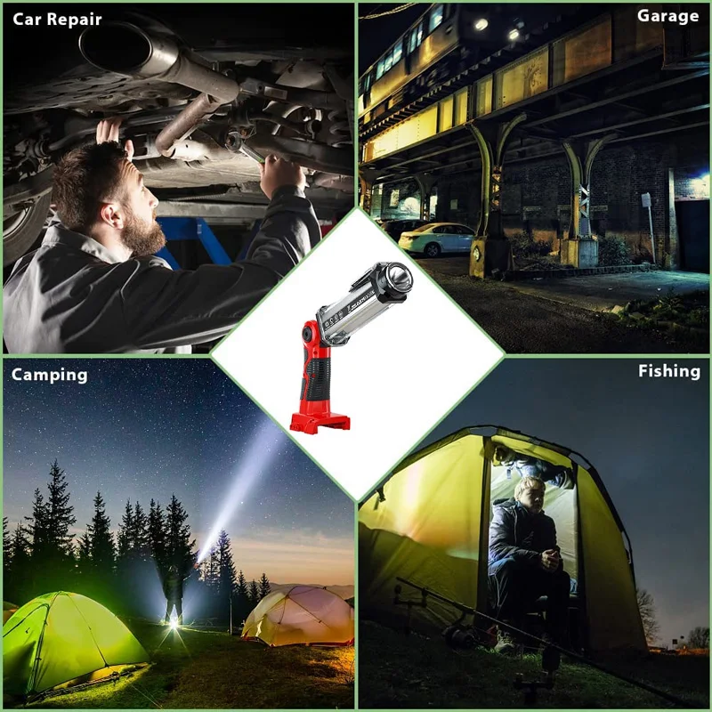 35W 2000LM LED Work Light Flashlight for Milwaukee 18V Li-ion Battery Portable Spotlight Tool Lamp Handheld Lanterns for Camping