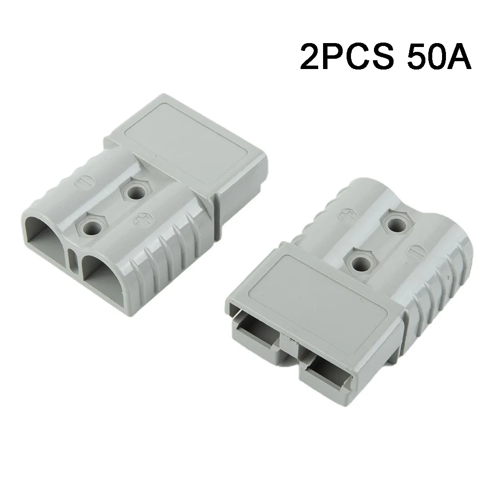 2PCS 50A DC Connectors Rated 600V UL94 V0 for 12-24V Systems with Silver Plated Copper Contacts and High Temp Operation Range