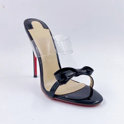 2022 Summer Customize Color Patent Leather Size 34-45 Brief PVC Strap Women High Heels Sandals Shoes Mules