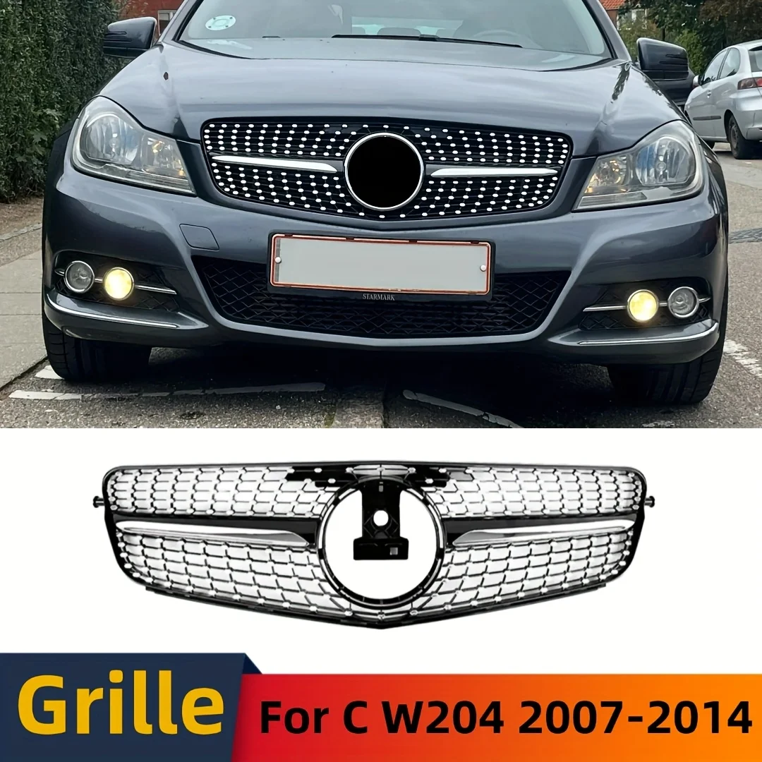 

Для Mercedes-Benz C-Class W204 2007-2014: Передняя решетка радиатора из ABS-пластика, полная звездообразная решетка, замена центральной решетки.